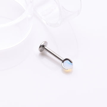 Detail View 1 of Implant Grade Titanium Opalite Stone Ball Claw Prong Internally Threaded Flat Back Labret